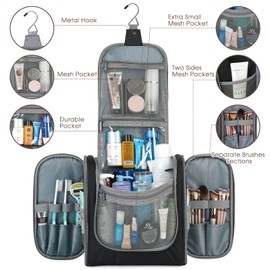Toiletry Bag for Men and Women - Children's Toiletry Bag for Hanging & Men's Cosmetic Bag - Wash Bag for Women and Girls, Black (Large), Black (Large)