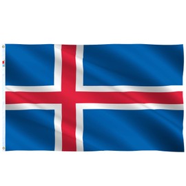 rhungift Iceland Flag Large 3x5 Ft, Moderate-Outdoor Both Sides 100D Polyester,Canvas Header and Double Stitched - Brass Grommets for Easy Display, 3' x 5' Iceland National Country Flags