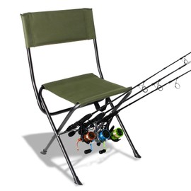 LEADALLWAY Oversized Folding Fishing Chair with Rod Holder Extra Wide for Heavy and Taller Campers,Green