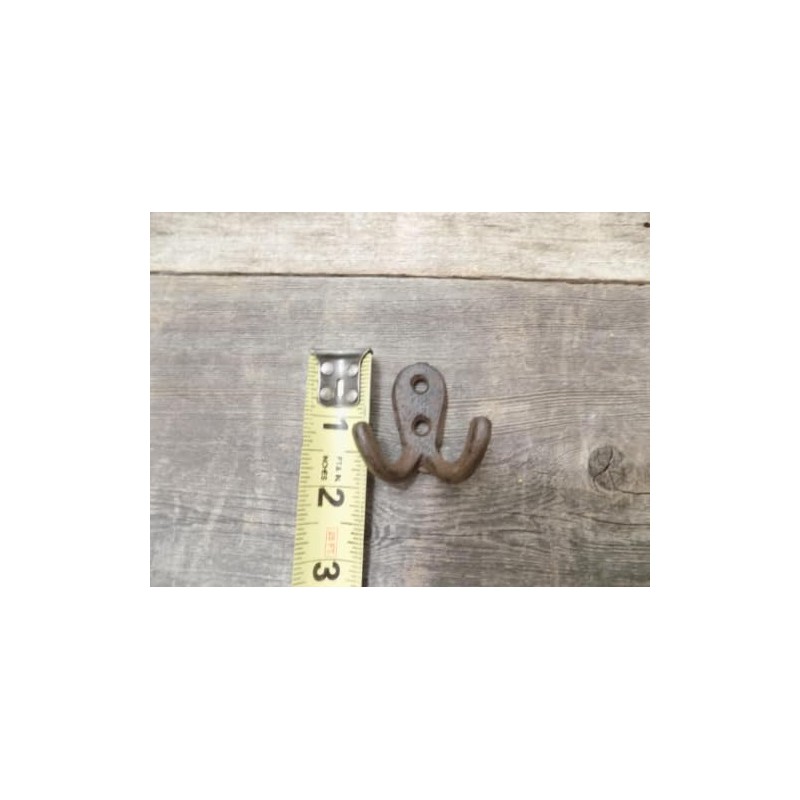 Vintage 50 Rustic Double Coat Hooks Cast Iron Wall Mount
