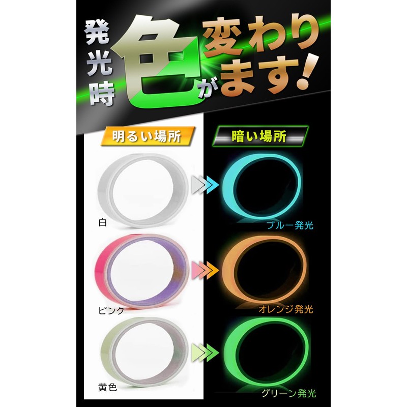 WinJapan Glow in the Dark Tape, Width 0.6 inches (15