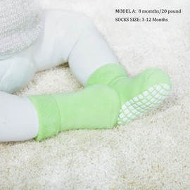 VWU Baby Toddler Kids Ankle Crew Socks with Grips Unisex Warm Thick Cotton Winter Socks 0-10 Years 6/8 Pack (US, Age, 4 Years, 6 Years, Enhanced Grip 6 Color)