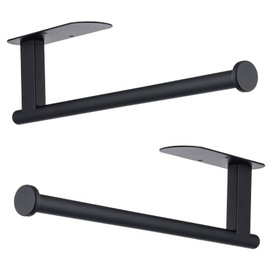 Honmein Paper Towel Holder, Upgrade SUS304 Stainless Steel Paper Towel Holder Under Cabinet, Bend-Resistant, Self-Adhesive or Drill mounting (2 Black)
