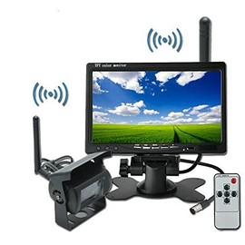 Wireless Waterproof Night Vision CCD Reversing Rear View Camera for Bus Passenger Truck Lorry Heavy Duty Caravan Car Vehicle 7" LCD Monitor Screen 12-24V