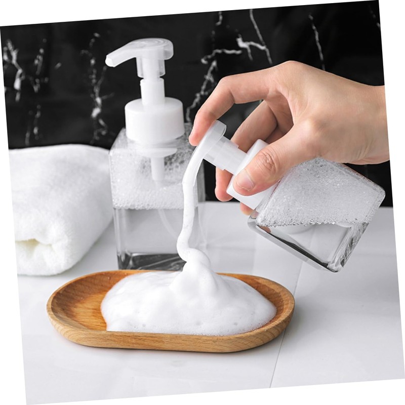 Mobestech 2 Pcs Transparent Pump Foaming Bottle Refillable Makeup Press