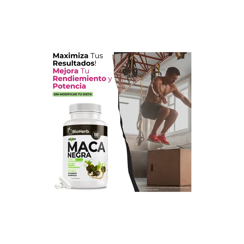 Maca Negra 100 Pura Bioherb 180 Cápsulas Suplemento
