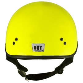 Milwaukee Helmets T68 The O.G. Hi-Vis Neon Yellow Motorcycle DOT Approved Skull Cap Half Helmet Biker - X-Small