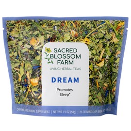 Dream Herbal Tea | Sacred Blossom Farm | 1.9 oz. Loose Leaf Tisane | Promotes Sleep* | Organically Grown in Wisconsin | Herbal Tea & Medicinal Herbs | Caffeine Free | Handmade in USA