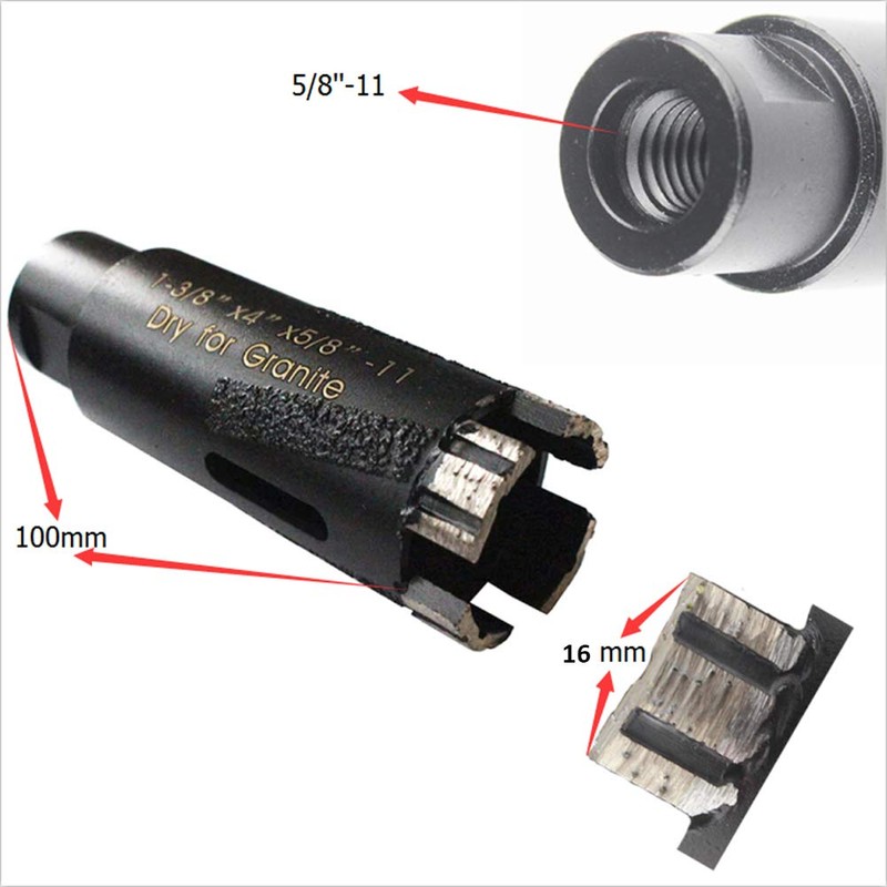 JDK 1-3/8 Inch Dry Diamond Core Drill Bit 5/8''-11 Thread