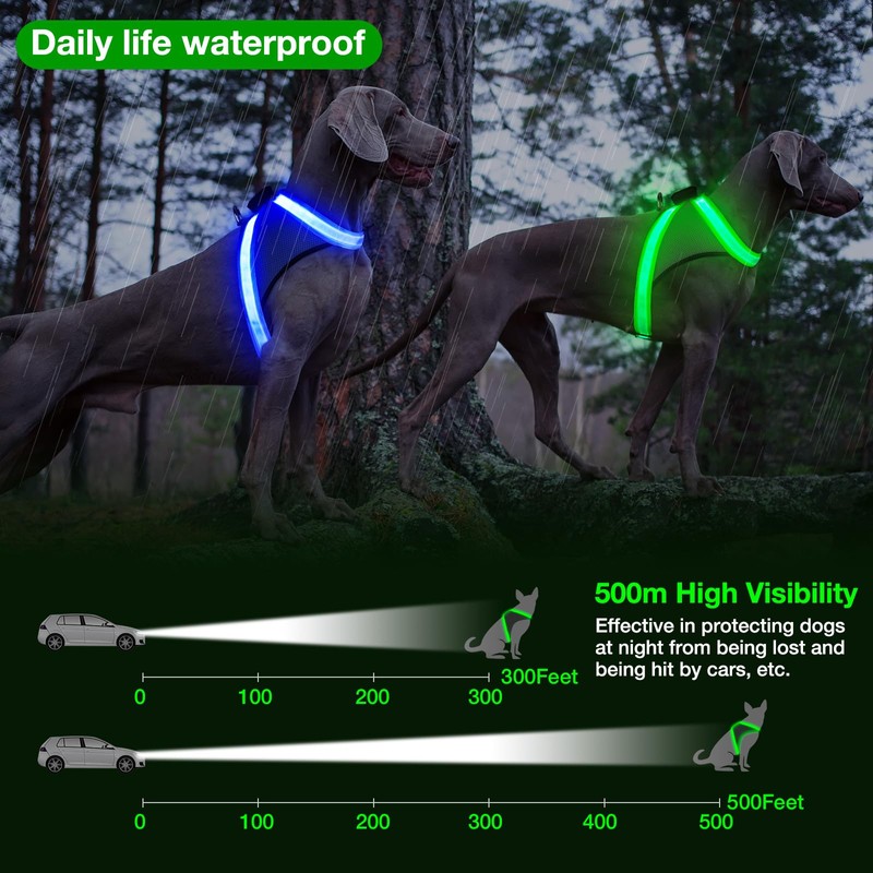 ChalkLit Light Up Dog Harness, No Pull Led Dog Harness