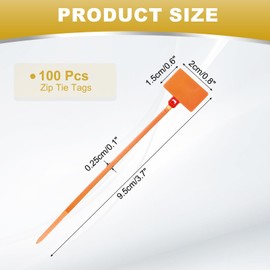 sourcing map 100 Pcs Cable Label Marker Tags, Nylon Cable Zip Tie Tags 4.3 Inch Writable Self-Locking Wire Labels Zip Ties for Organization Marking, Orange
