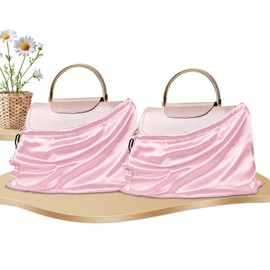 RUDONG M 2 Pack Satin Dust Bags for Handbag, Silky Dust Cover Bags with Drawstring, Pink Purse Dust Bags for Storage, Travel Pouch Clothes Shoes