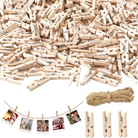 100Pcs 1.8 Inch Mini Wood Clothes Pins Wooden Natural Photo Clips,for Pictures Photo Clip for Note Memo Card Wood Peg Pins for Wall, Decoration, Postcard, Art Work Display