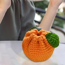 Cute Tangerine Bag | Knitted Bag Cute Drawstring,Orange-Shaped Crochet Purse, Cute Wallet, Crochet Tangerine Bag, Coin, Chargers for Women