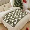 Douceur Christmas Tree Throw Blanket, Ultra Soft Olive Green Fluffy