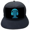 Sound Activated LED Snapback Hat, Black, One Size