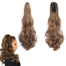 prinfantasy Ponytail Extension with Clip, Brown, Long Ponytail Hairpiece, Thick Curls, Synthetic Hair Like Real Hair, MW007