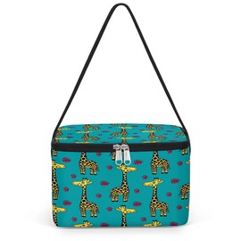 ADTASU Giraffe Insulated Lunch Bags, Square Lunch Boxes, Reusable Meal Prep Lunch Box Containers, Cute Lunchboxes with Long Strap, Large capacity Lunch Pail for Work Office Camping Travel