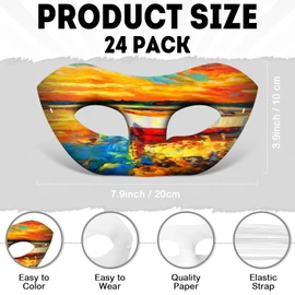 Leyndo 24 Pack Paper Mache Art Masks with 500 Feathers, Half Face White Craft DIY Blank Mardi Gras Cosplay Party Masquerade Mask