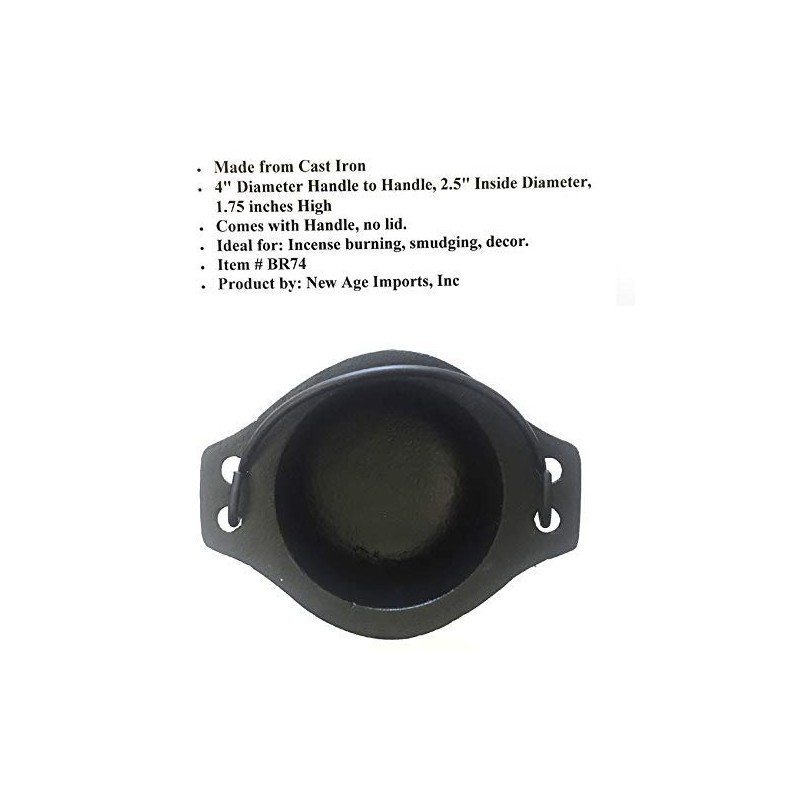 Cast Iron Cauldron w/Handle, Ideal for smudging, Incense Burning, Ritual