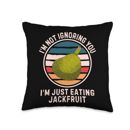 Retro I'm Not Ignoring You I'm Just Eating Jackfruit Throw Pillow
