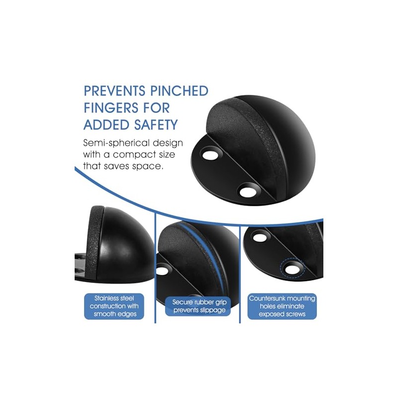 Topes de puerta autoadhesivos, protector de pared de acero inoxidable,