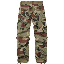 TRGPSG Men's Wild Cargo Pants, Camo Pants Cotton Casual Work Hiking Pants with 8 Pockets 5337 Battlefield Camo 36