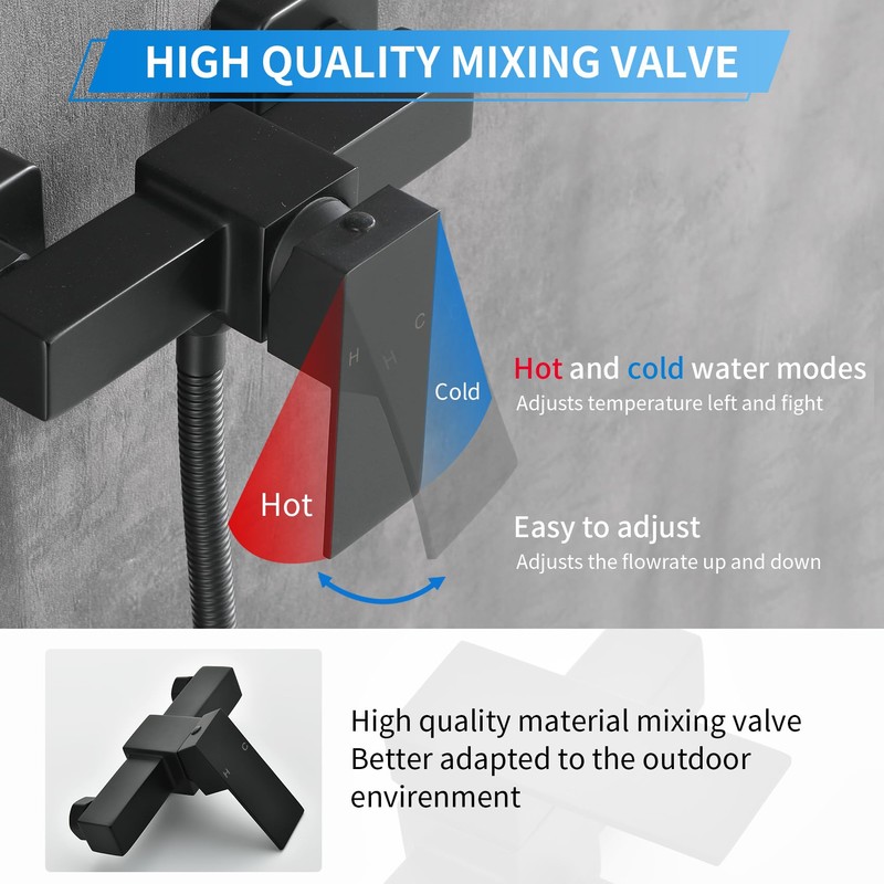 Taplong Matte Black Handheld Shower Head Set, Wall Mount Hand