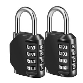 Fayleeko Combination Lock, 4 Digit Padlock for School Gym Sports Locker, Fence, Toolbox, Case, Hasp Cabinet Storage (2 Pack, Black)