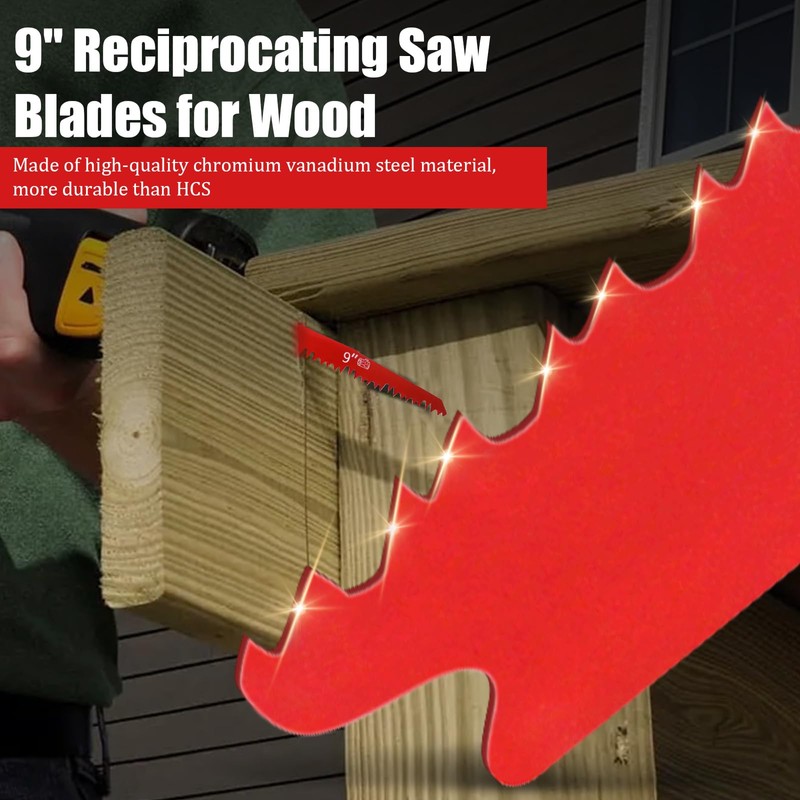 25Pack 5TPI 9in Wood Pruning Reciprocating Saw Blade, 9-Inch Recip