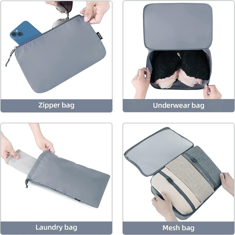 Packing Cubes Set of 9 - Multifunctional Suitcase Organiser for