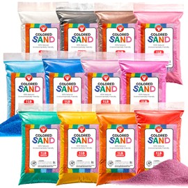 Colored Sand for Sand Art - Sand for Crafts - Vibrant Color Play Sand - Safe for Ages 3+ Fine Colorful Sand for Plants - Arts & Crafts for Kids - 12 1-lb. Bags, Assorted Colors - 12 lb. Total