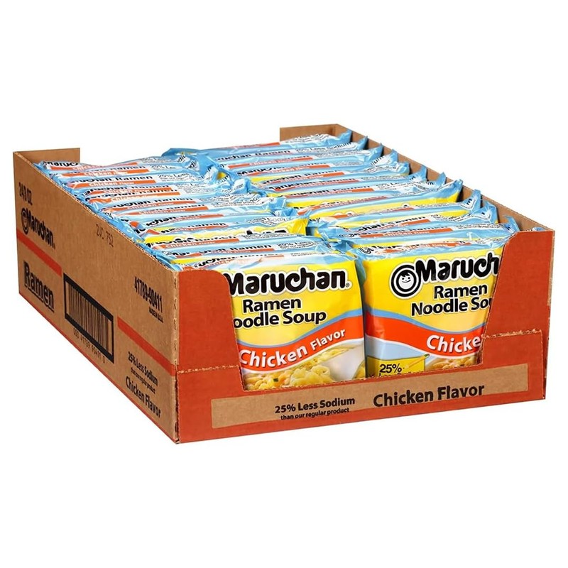Maruchan Ramen Less Sodium Chicken, Instant Ramen Noodles, Ready to