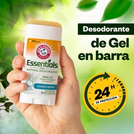 Arm & Hammer Essentials, Desodorante Aroma Fruta de Enebro, Fórmula Natural, Sin Aluminio & Parabenos, Protección de Olor por24 Horas, 71 gr
