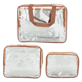 Vbestlife 3 Bolsas de Viaje Transparentes, Impermeables, Portátiles, Transparentes, para Cosméticos, Bolsas de Maquillaje Adecuadas para Almuerzo, Fitness, Almacenamiento de (Marrón)