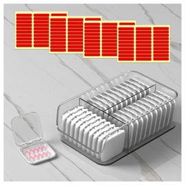 30 Pcs Press On Nail Storage Box Container False Nail Organizer Acrylic Display Case Packaging Box with a Large Stackable All-In-One Box and 120 Pcs Double Sided Adhesive Nail Display Tape (White)