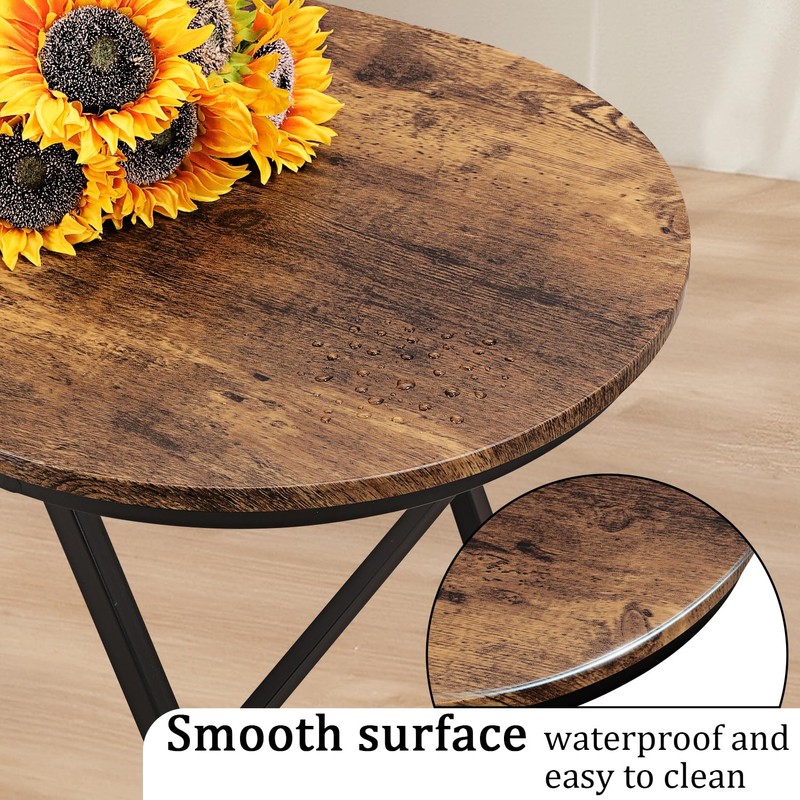 FEUFOAM Folding Coffee Table for Living Room Industrial Brown Small