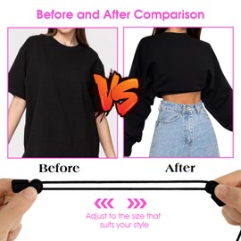 AOZUO Adjustable Crop Band, 2pcs Tuck Band Tool for Sweater and Shirt Medium Elastic Belly Leaking Tuck Band for Women