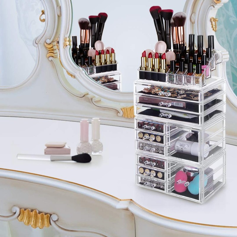 HBlife Makeup Organizer Acrylic Cosmetic Storage Drawers and Jewelry Display