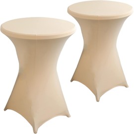 JOLOV Cocktail Spandex Stretch Square Corners Tablecloth 32"x43" Fitted High Top Table,Round Tablecloth Table Cover for Bar Wedding Cocktail Party Banquet Table (2, Champagne Color, 32'*43')