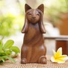NOVICA Brown Animal Themed Wood Sculpture, 7.5" Tall, Hear No