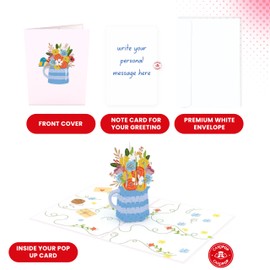 CardPop Magic Flower Vase Pop Up Card. 3d Floral Card for Birthday, Anniversary, Valentines Any Celebration
