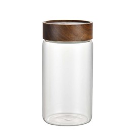 MILLAY 1100 ml/37 oz Glass Jar with Airtight Wooden Lid, Clear Storage Canister, Large Decorative Container Holder for Coffee, Flour, Sugar, Overnight Oats, Cookie,Spice, Candy, Salt, Pepper
