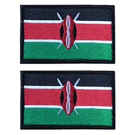 2 PCS AliPlus Kenya Flag Patches Embroidered Tactical Military Morale Patch Applique Fastener Hook and Loop