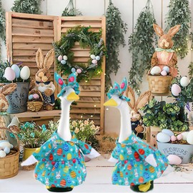 Easter Goose Outfit for 23 Inch Porch Display(Egg Rabbit Print)