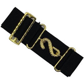 DEURA Masonic Apron Extender Extension for Masonic Aprons BLACK BELT with GOLD SNAKE Clasp Hardware