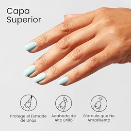 OPI Esmalte de uñas de capa superior | Capas superiores de esmalte transparente | Clásico, de secado rápido, alto brillo, tipo gel voluminizador y aca