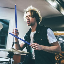 Antner 3 Pairs Drum Sticks 5A Classic Maple Drumsticks Wood Tip Drumstick for Student and Adult, Blue