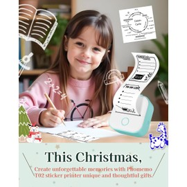 Mini Printer - Phomemo T02 Portable Sticker Printer - Thermal Print Pod, Sticker Maker Machine, Pocket Bluetooth Sticky Note Printer for Anatomy Flashcards, Journal, Photos, Notes, Kids Gift, Green
