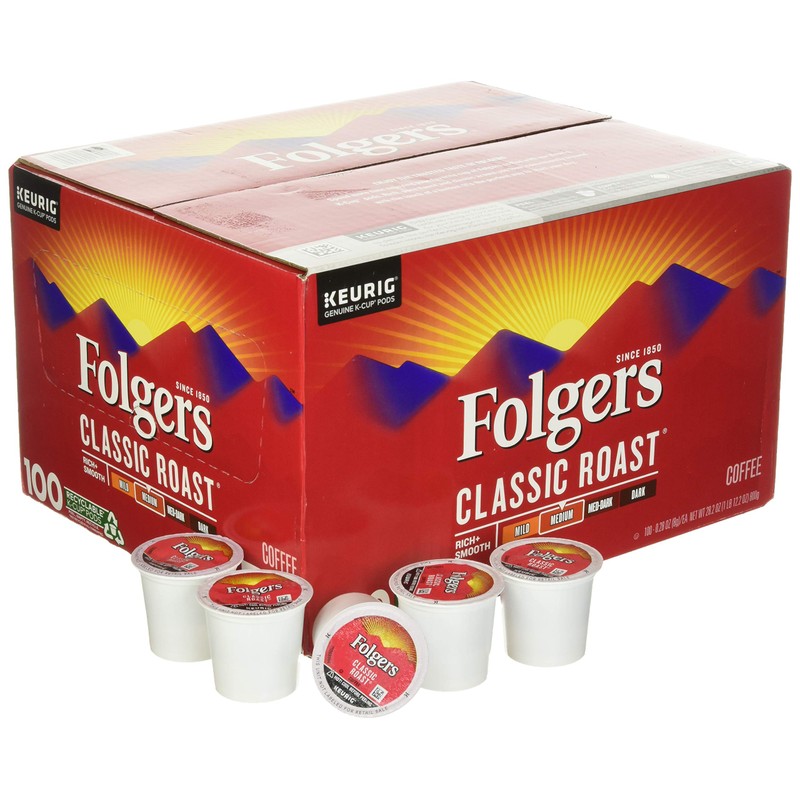 Folger's Medium Classic Roast Coffee 100 K Cup Pods/ 0.28